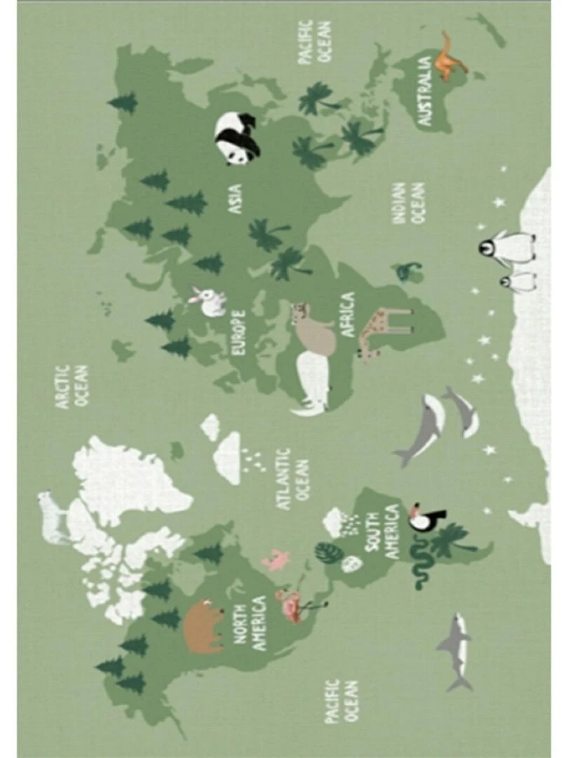 Tapis Enfant Monde Vert Vert