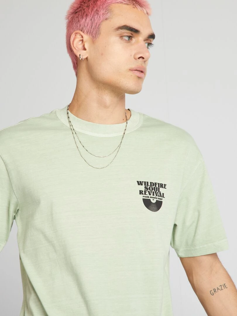 T shirt à imprimé poitrine Vert