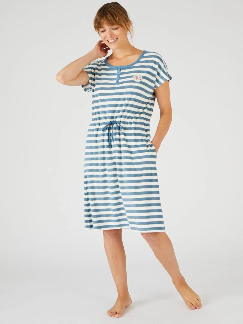 Chemise de nuit en éponge Damart Bleu