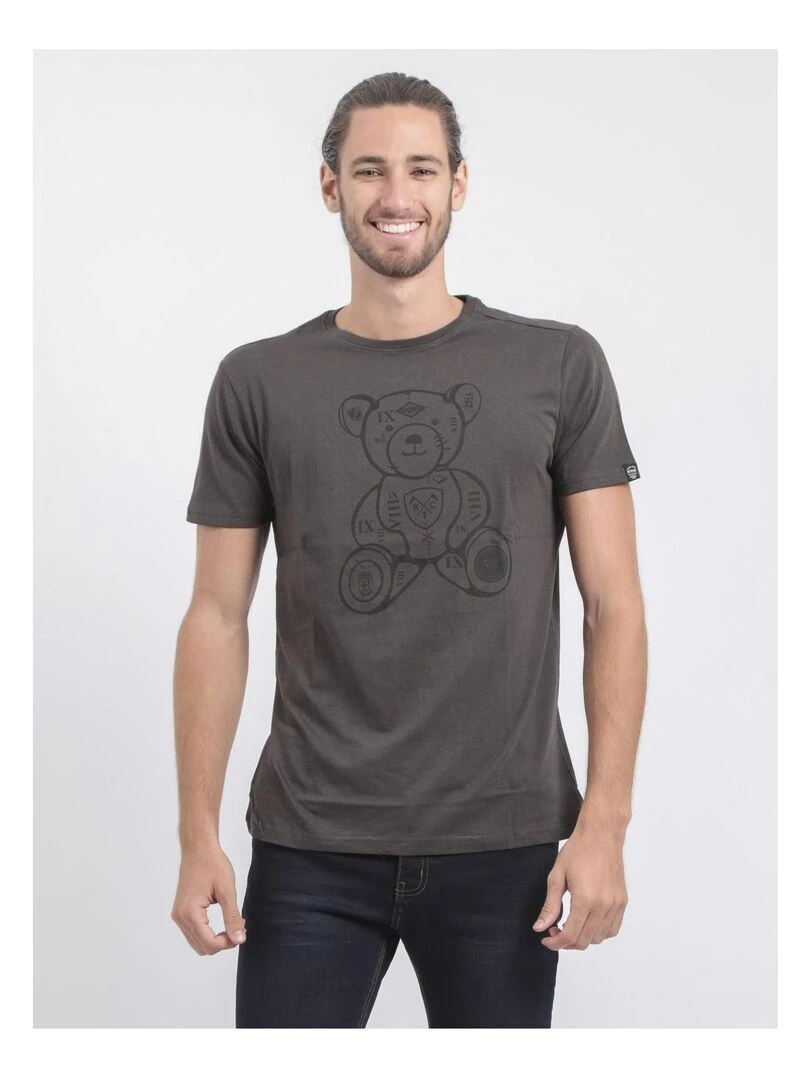 T shirt col rond pur coton JIBIDEL Gris