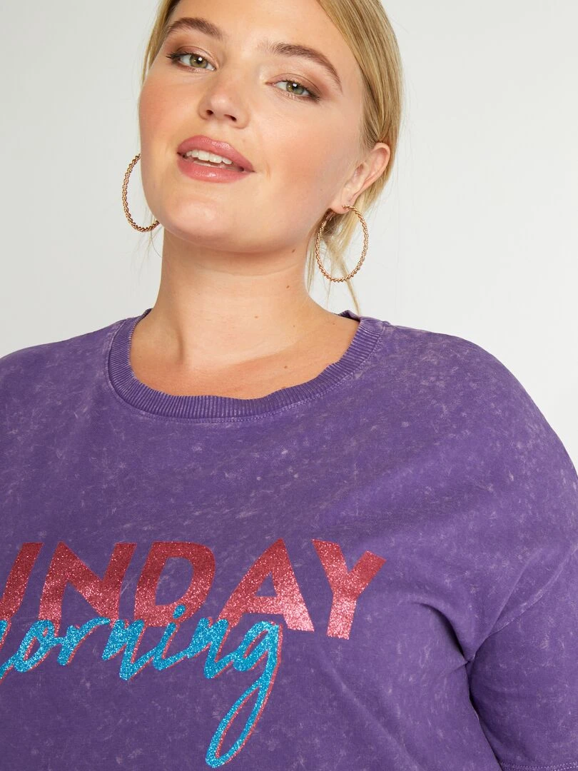 Tee shirt imprimé manches courtes   Violet