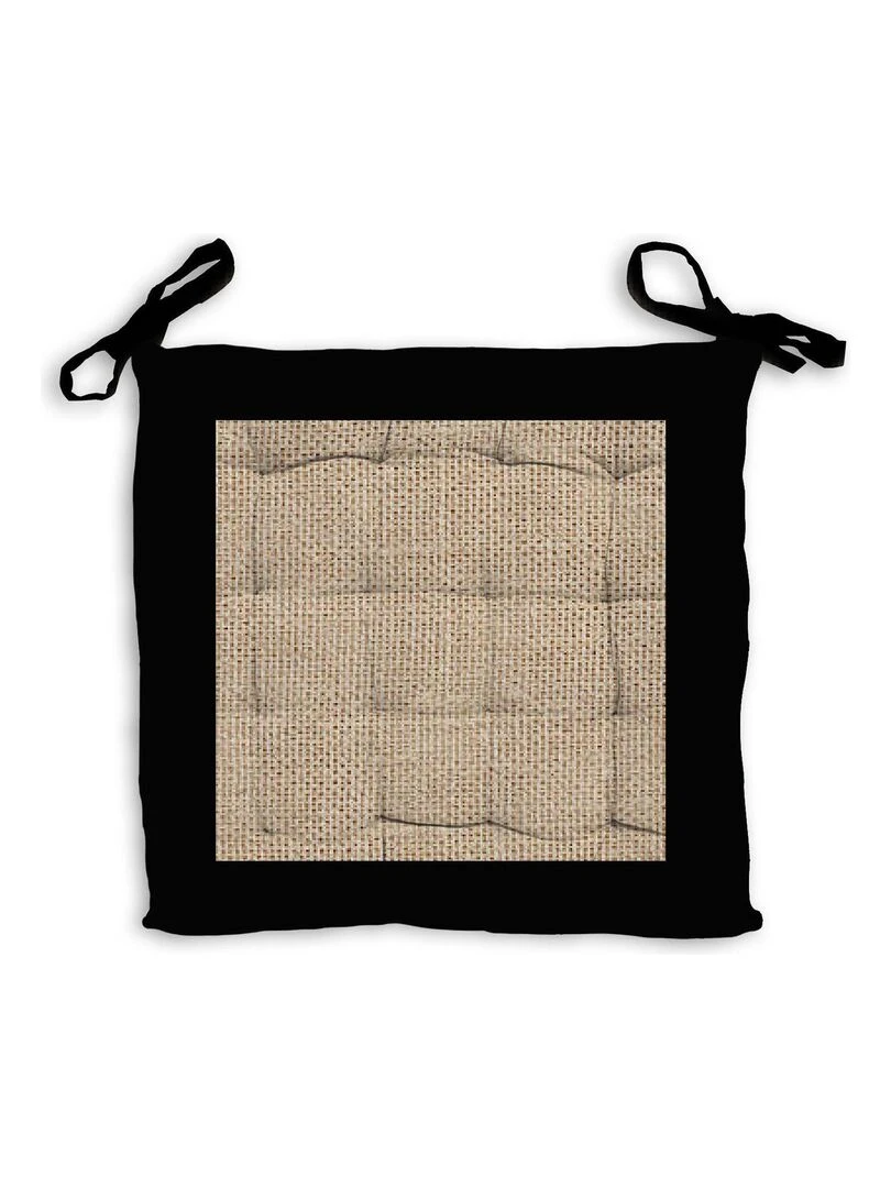 Galette de chaise avec empiècement en toile de jute Noir