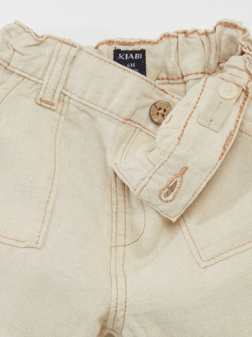 Short en lin mélangé   Blanc