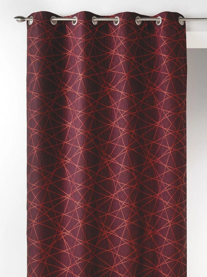 Rideau en Jacquard à Imprimés Design Rose framboise