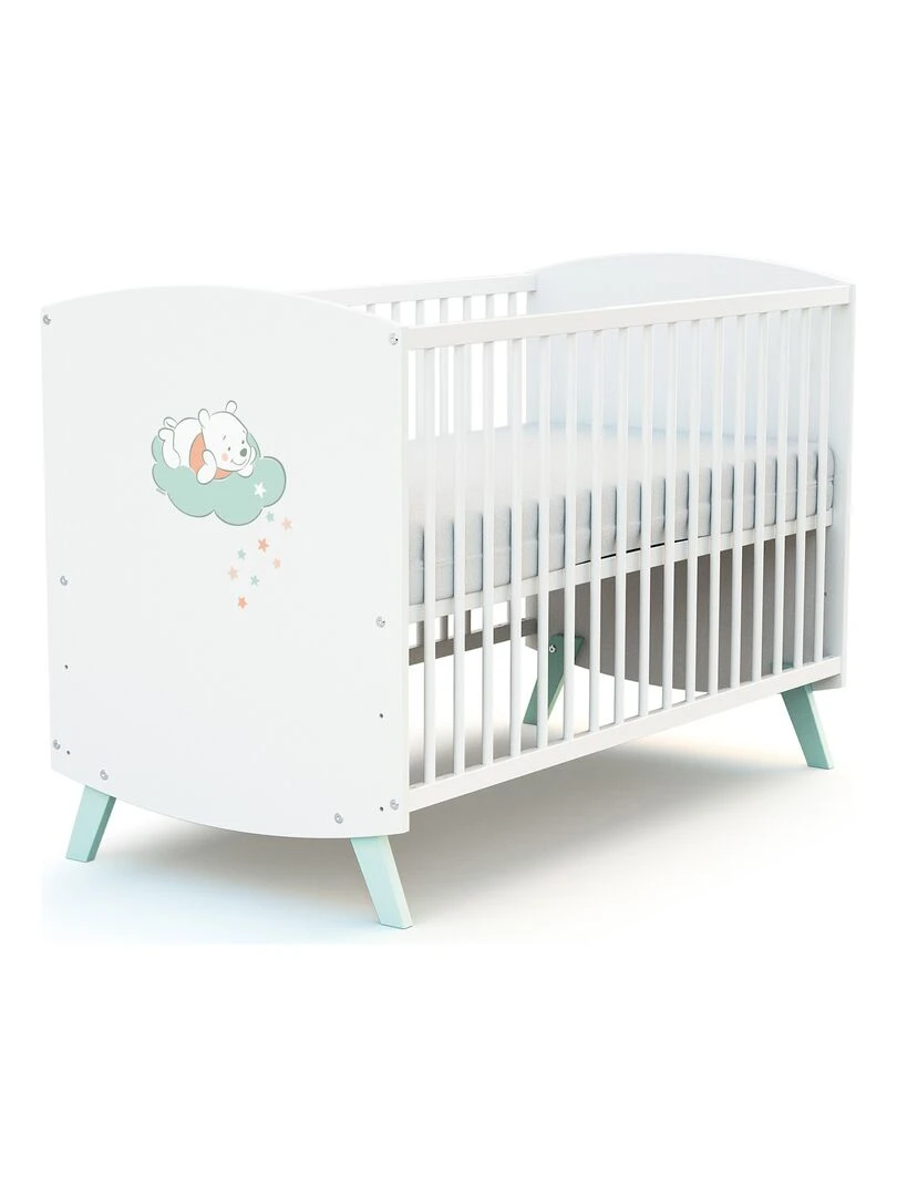 AT4 Lit bébé en bois DISNEY Up in the Sky Winnie Blanc 60 x 120 cm Blanc