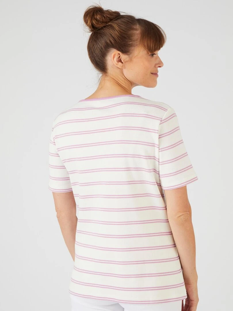 T shirt fine côte pur coton   Damart   Mauve