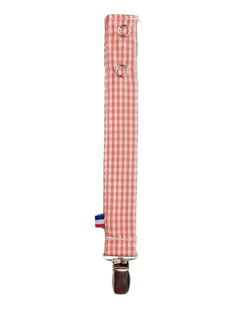 Attache Tétine en Coton Bio Teddy Vichy   Orange