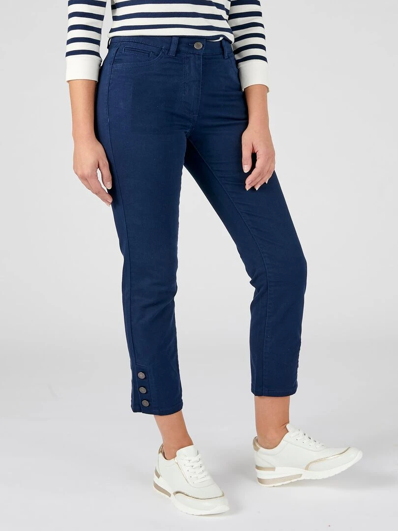 Pantalon 7/8ème boutons bas de jambes Damart Bleu marine
