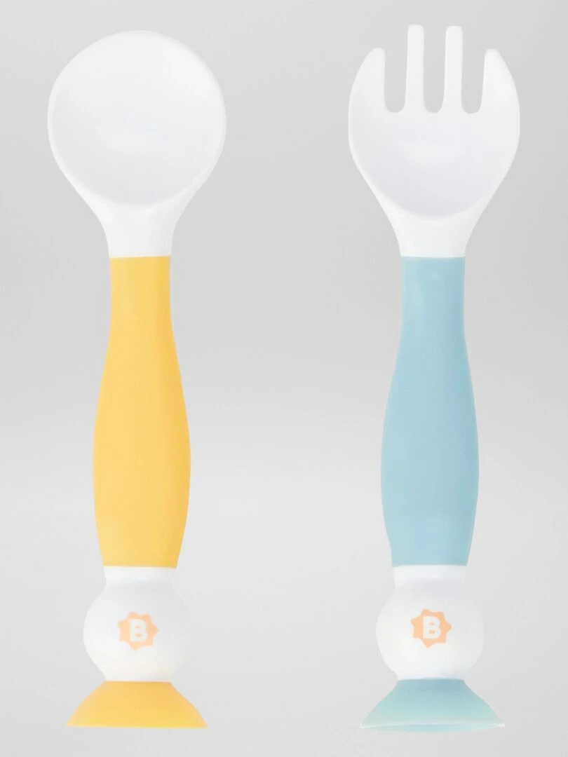 Lot de 2 couverts 'Badabulle' jaune/bleu