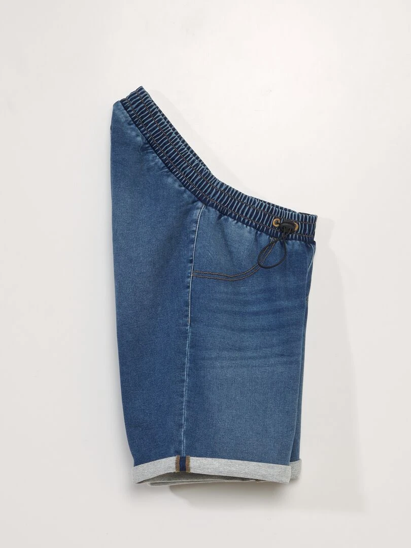 Bermuda en jean à taille élastiquée   So Easy   Bleu
