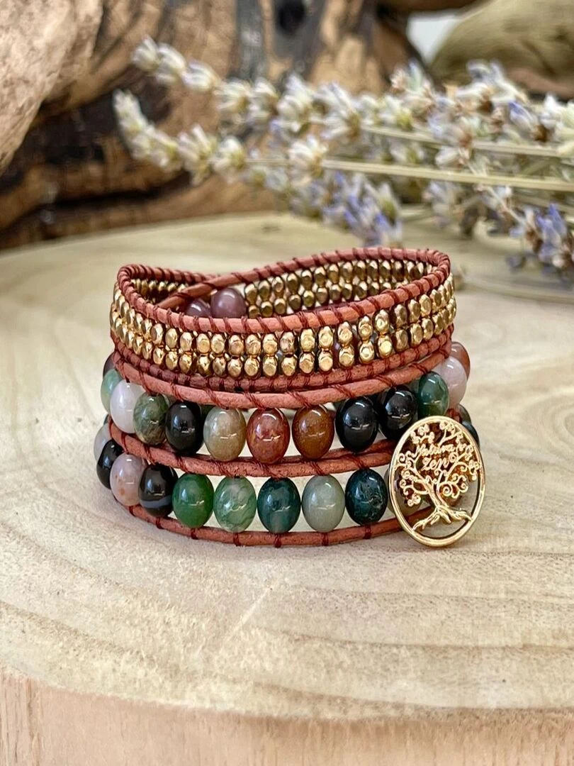 Bracelet wrap énergie lumineuse Marron