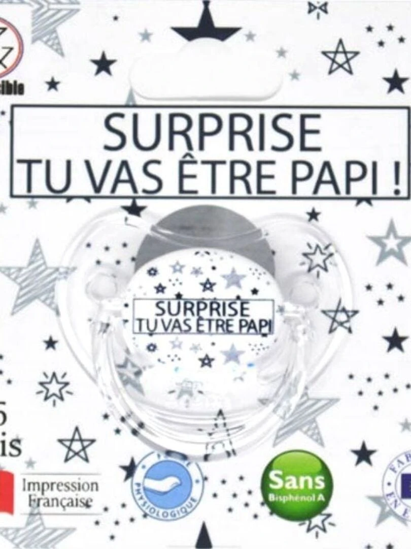 Sucette " Surprise tu vas être papi ! " Bleu