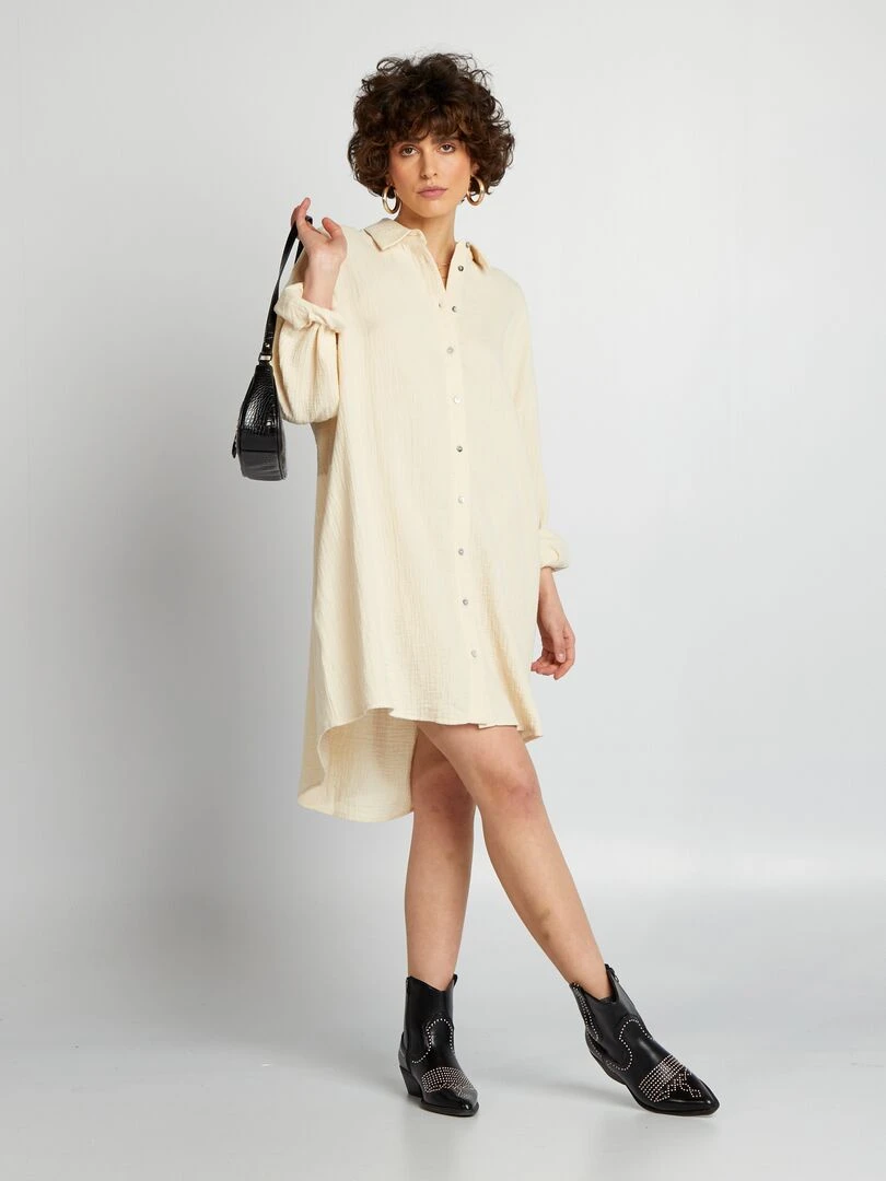 Chemise oversize en gaze de coton Beige