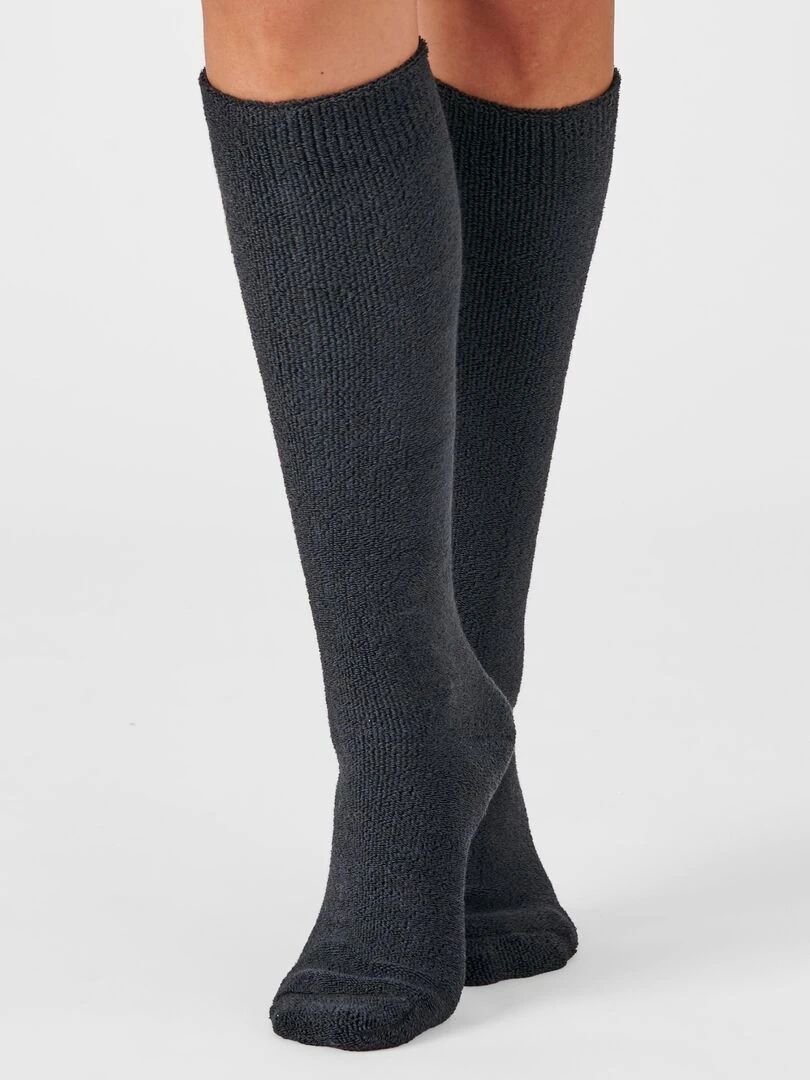 Mi bas jersey maille bouclette Thermolactyl Damart gris anthracite