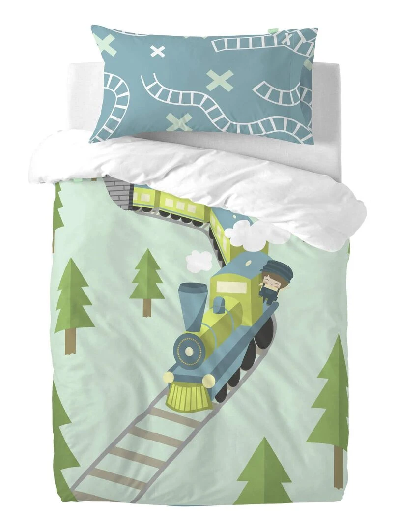 Taie d'oreiller Train "Happyfriday"   Bleu