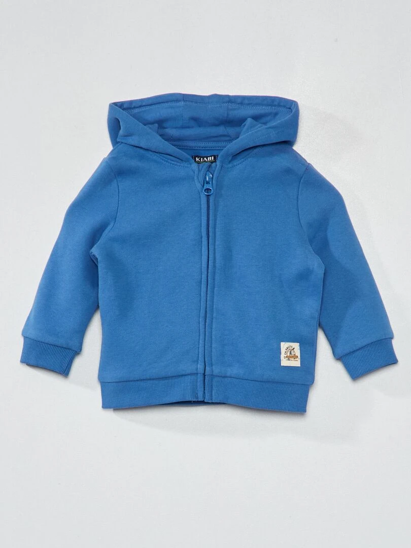 Sweat zippé en molleton Bleu