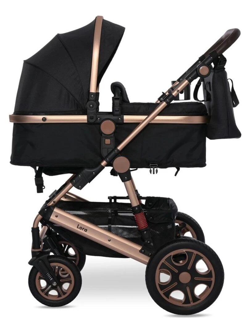 LORELLI Poussette combinée trio 3 en 1 siège auto 0m – nacelle – dès la naissance – jusqu’à 15kg Noir