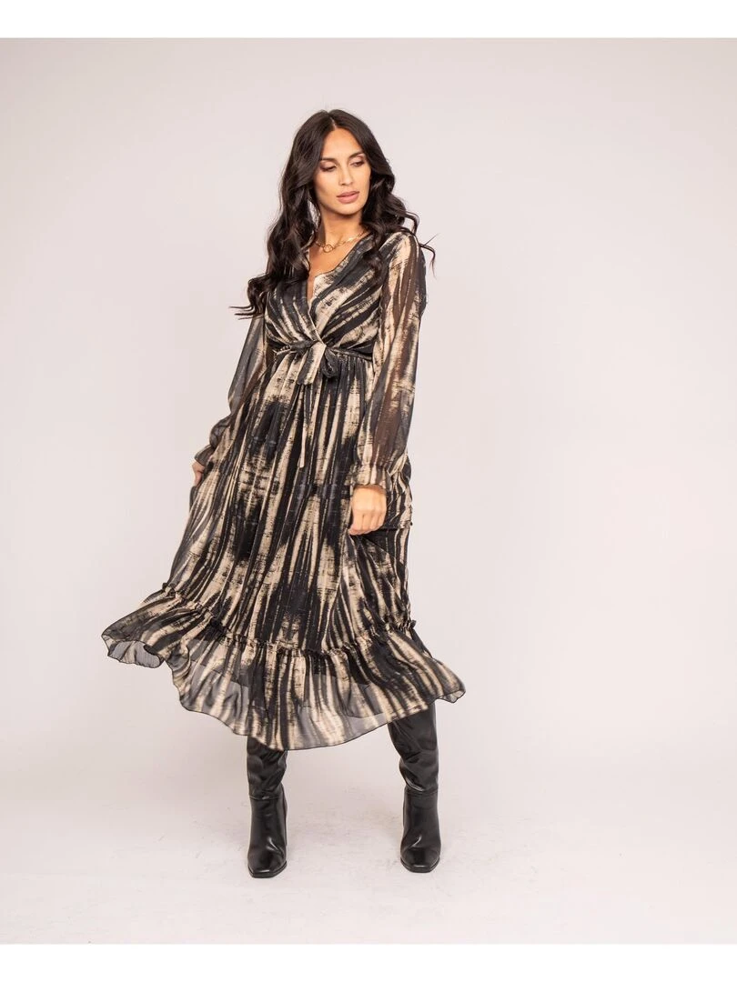 Robe longue motifs IZAN Kaki