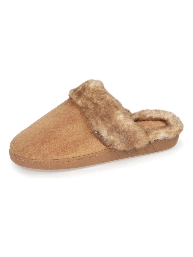 Chaussons mules recyclées Femme Camel   Marron