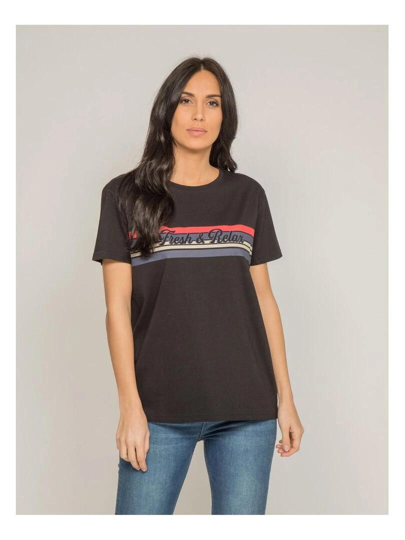 T shirt col rond message FRAMONT   Noir