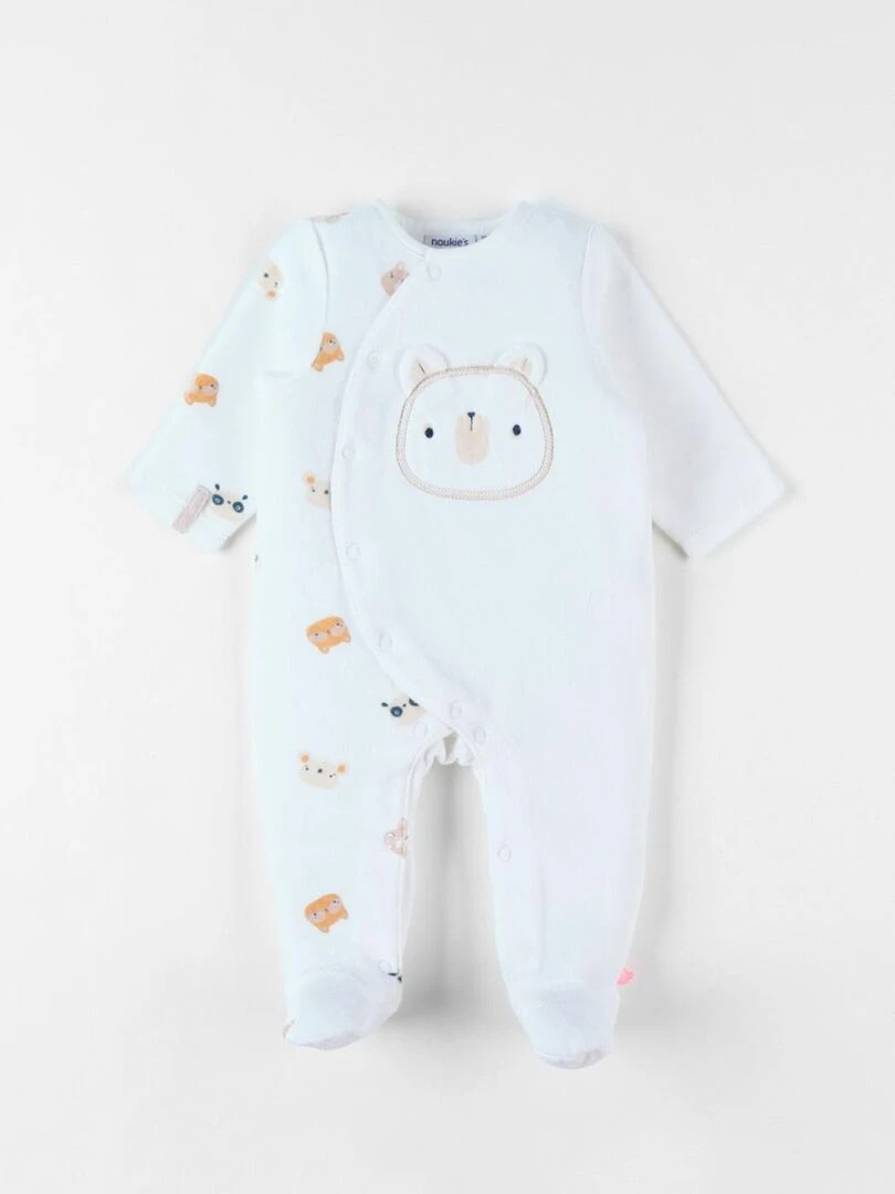 Pyjama 1 pièce ours en velours Noukie's Blanc