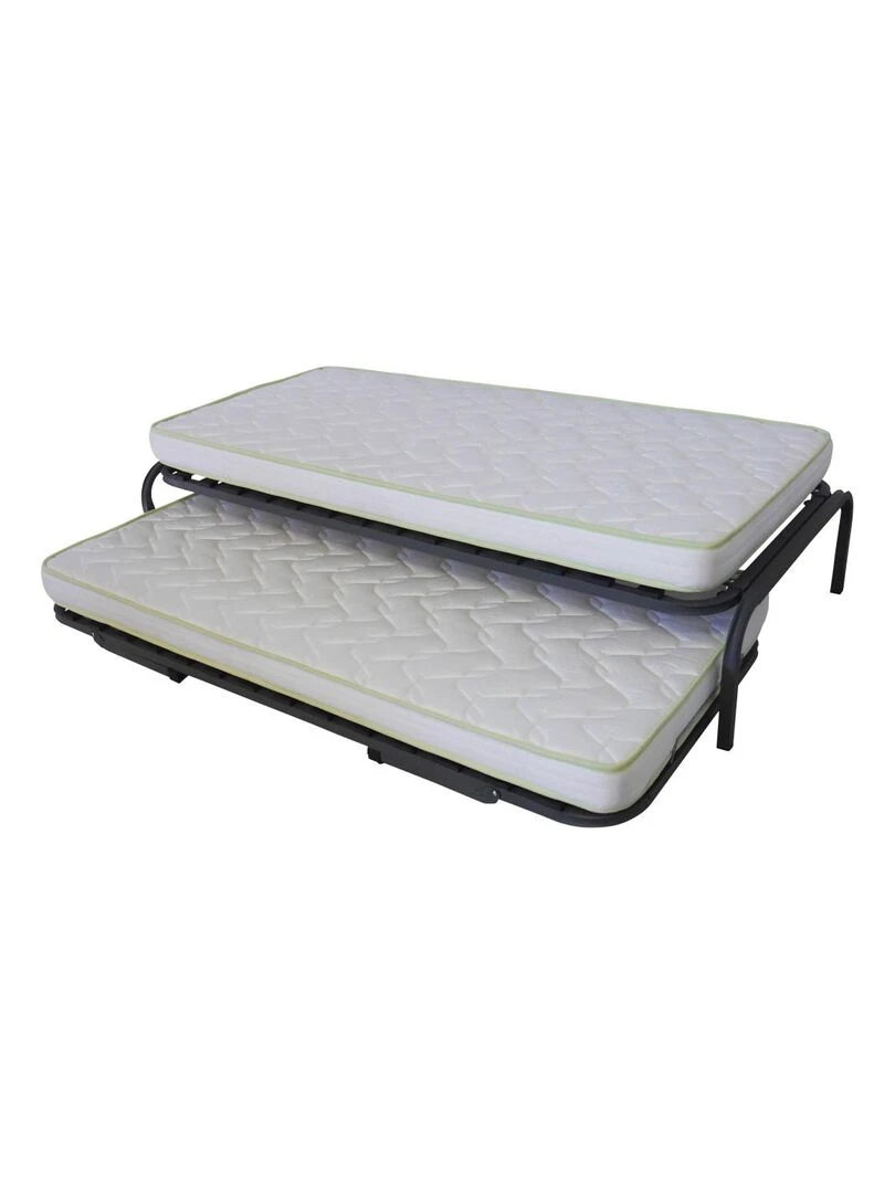 Pack lit gigogne avec 2 matelas Strata AKITEN RETAIL Gris