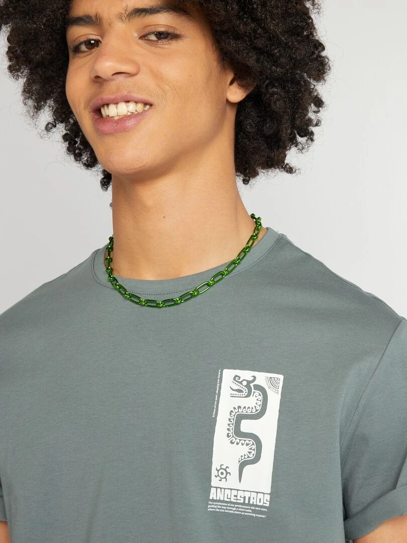 T shirt en jersey à col rond Vert