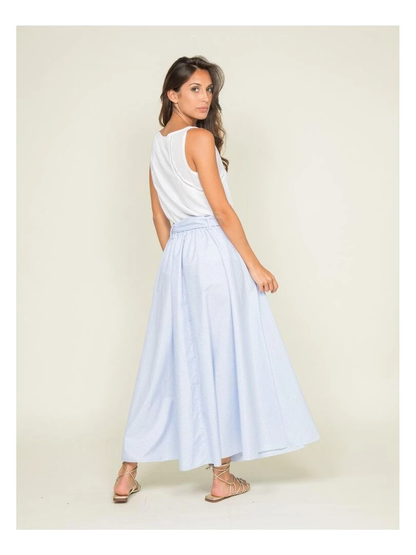 Jupe longue rayée XAYURE Bleu
