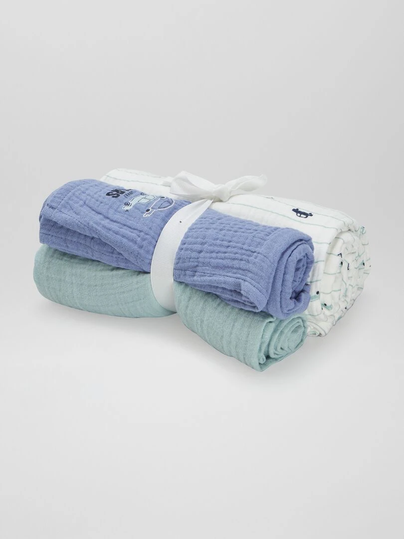 Lot de 3 langes Bleu/vert/blanc