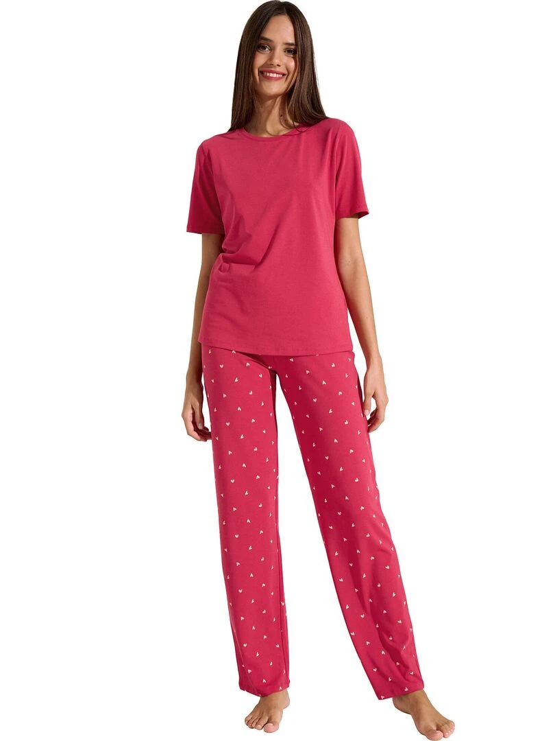 Pyjama pantalon t shirt True Love Rouge