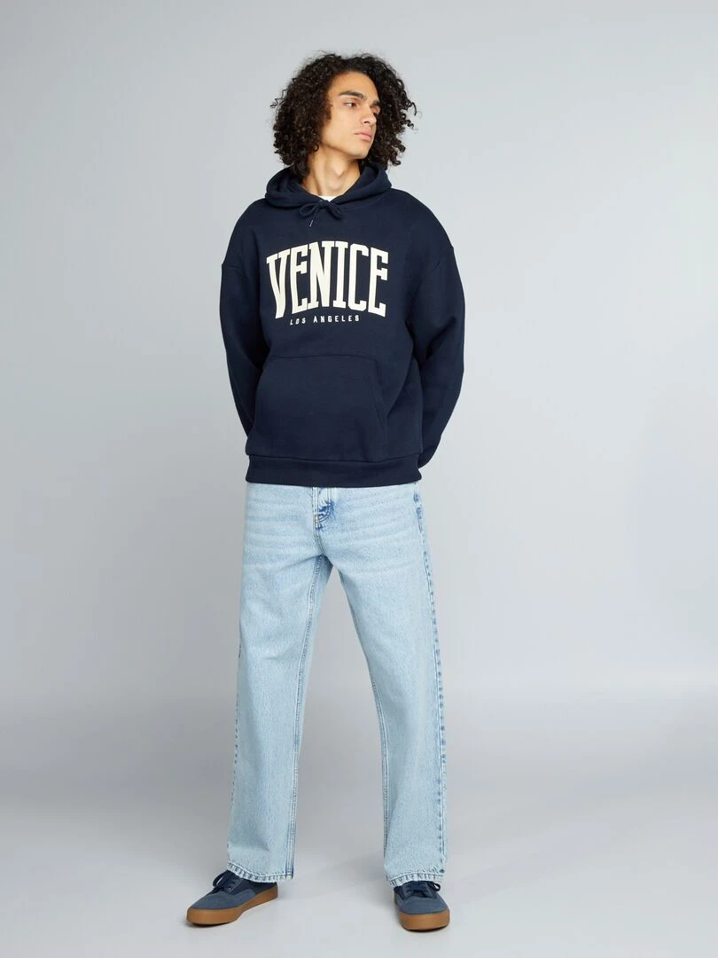 Sweat à capuche à motif Bleu