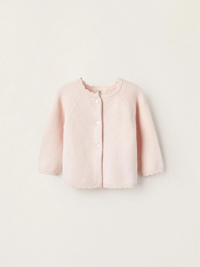 Gilet en Maille de Coton pour Nouveau Né ATLANTIC COMPANY Rose clair