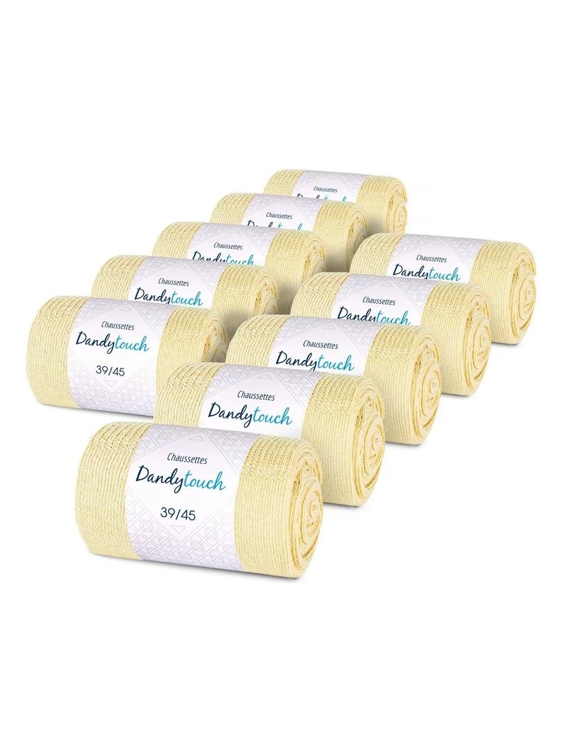 Chaussettes Jersey Coton Lot 10 Paires Fabrication UE Jaune paille