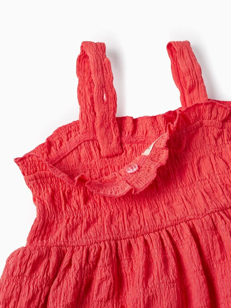 Robe Texturée à Bretelles pour Bébé Fille manches courtes CUBA   Rose