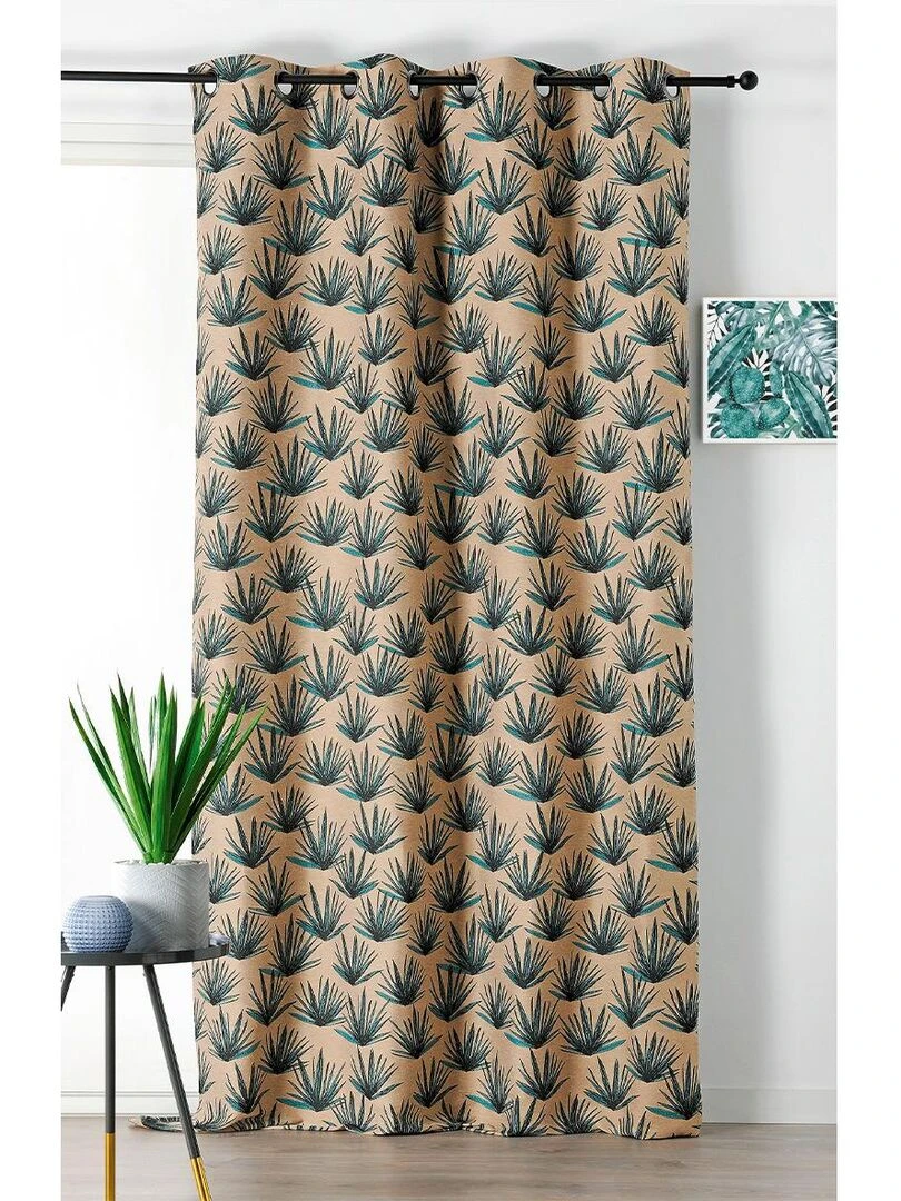 Rideau jacquard tamisant aux motifs exotiques Jaune