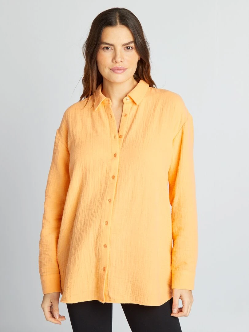 Chemise en gaze de coton d'allaitement Orange