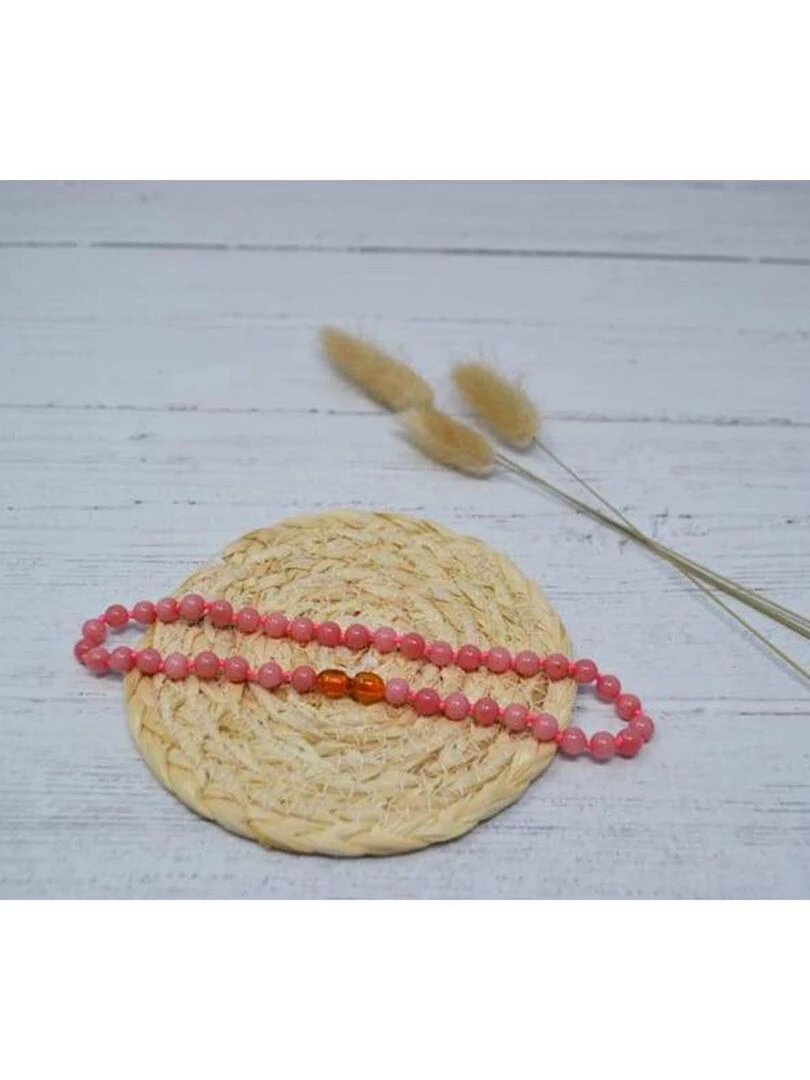 Collier pour bébé pierre naturelle  Quartz Rose   Rose