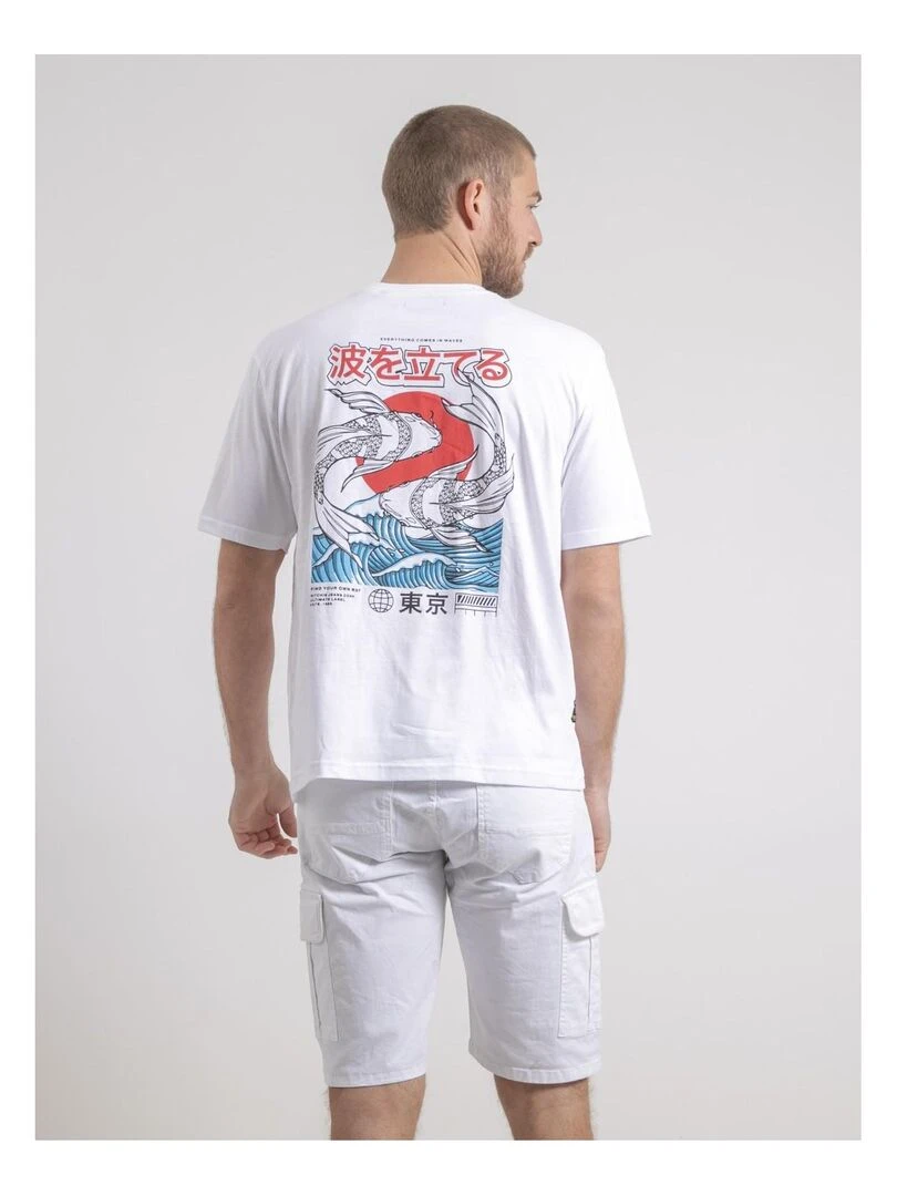 T shirt col rond oversize pur coton NIGORILLE Blanc