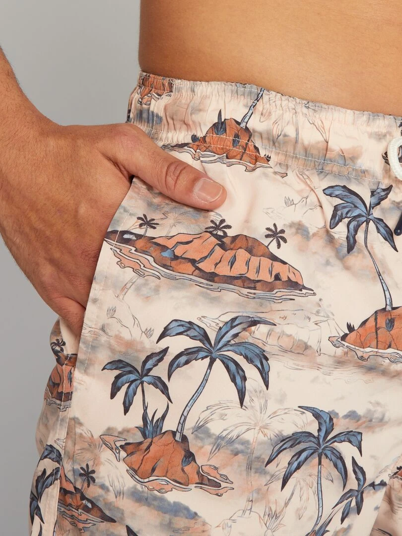 Short de bain imprimé   Beige