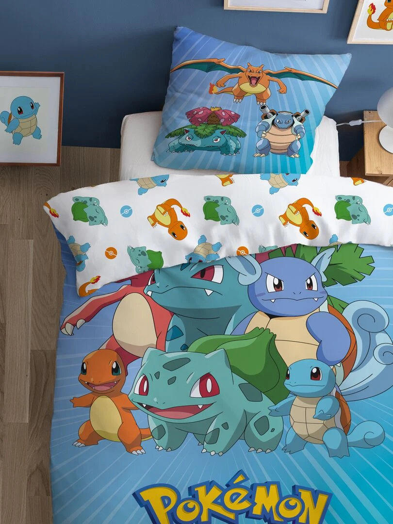 Parure de lit 'Pokémon' 1 personne Bleu