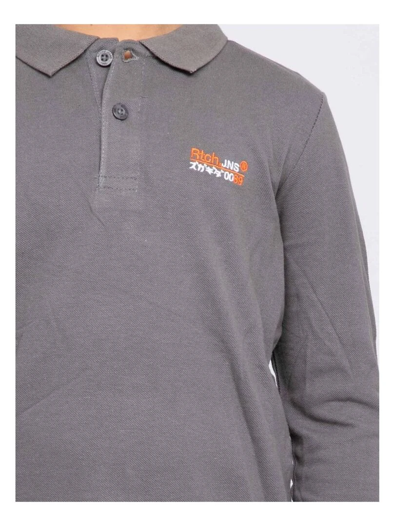Polo manches longues pur coton PODRICK J   Gris