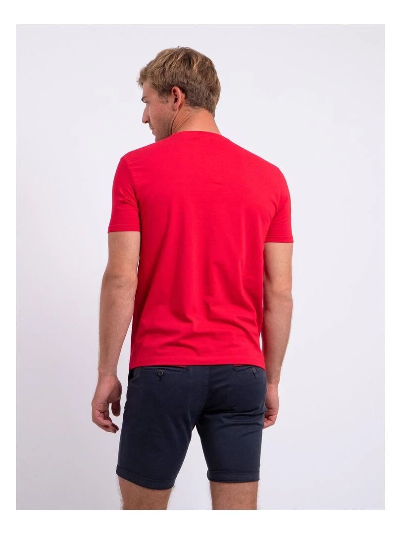 T shirt col V pur coton NERIJ Rouge