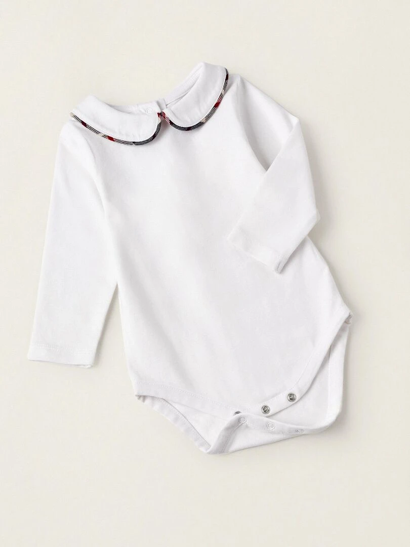 Body + Combinaison en coton à carreaux pour nouveau né 'B&S'   NOËL   Bleu foncé