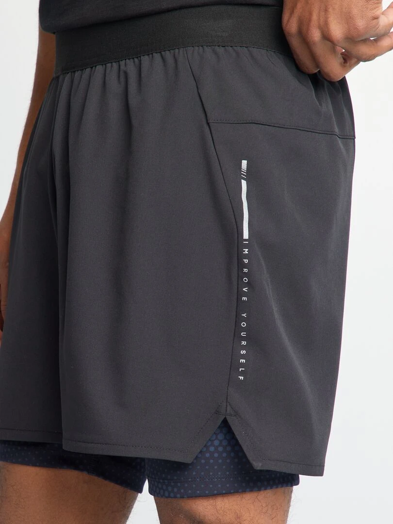 Short de sport 2 en 1   noir