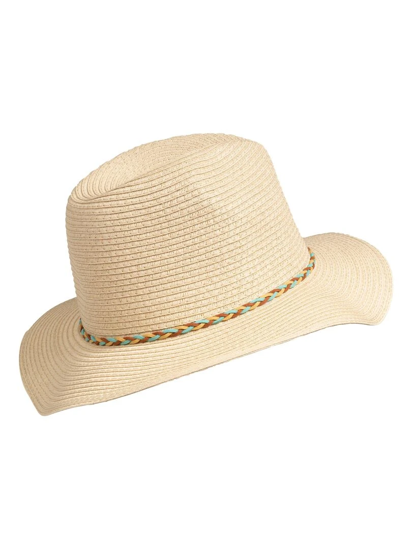 Chapeau Femme fedora tresse Multico Marron