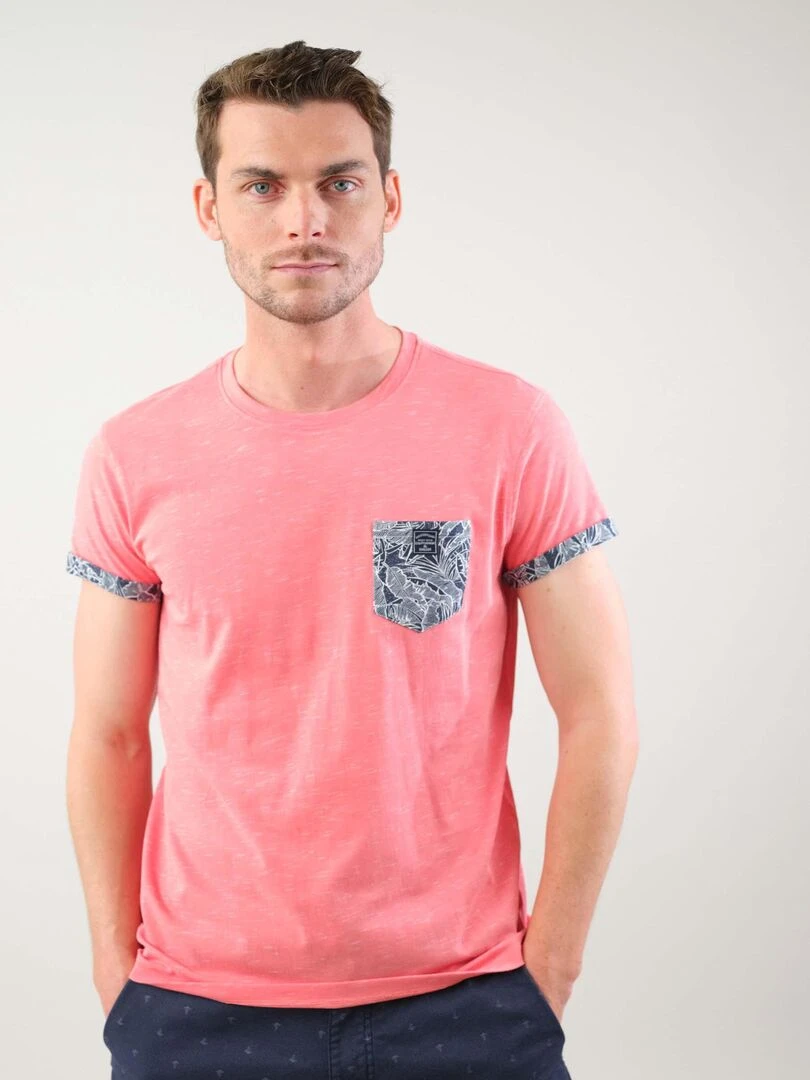 T shirt en coton et col rond pour homme 'Deeluxe' Orange corail