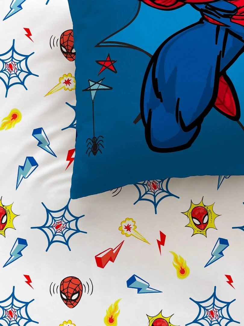 Parure de lit imprimée 100% coton SPIDERMAN HOME AVENGER Bleu