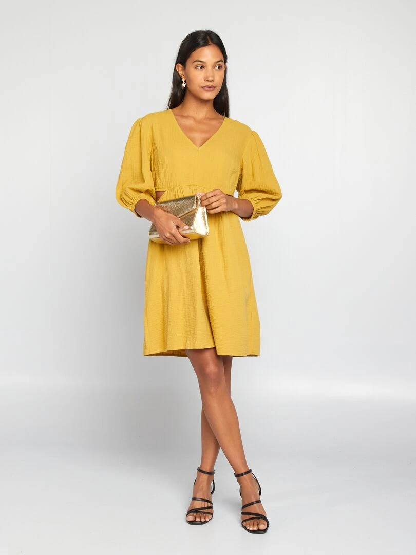 Robe en gaze de coton avec ouverture Jaune