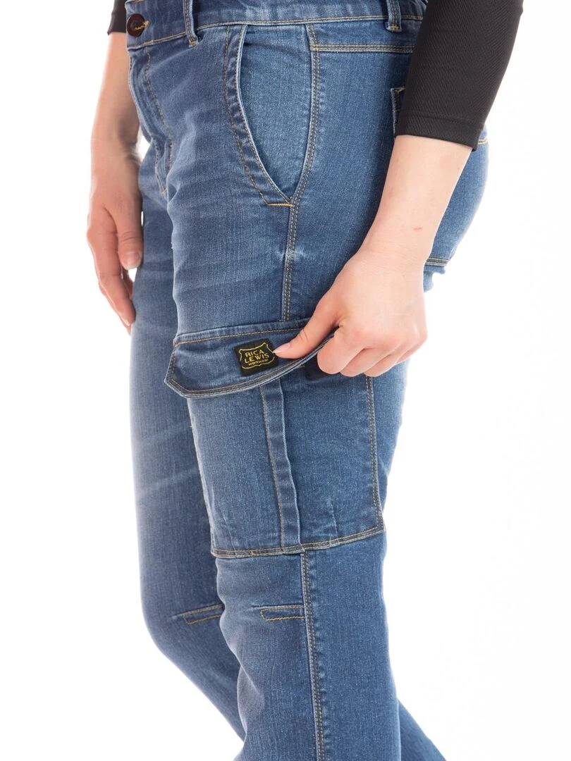 Jeans de travail multi poches stretch brossé BETTY 'Rica Lewis' Bleu