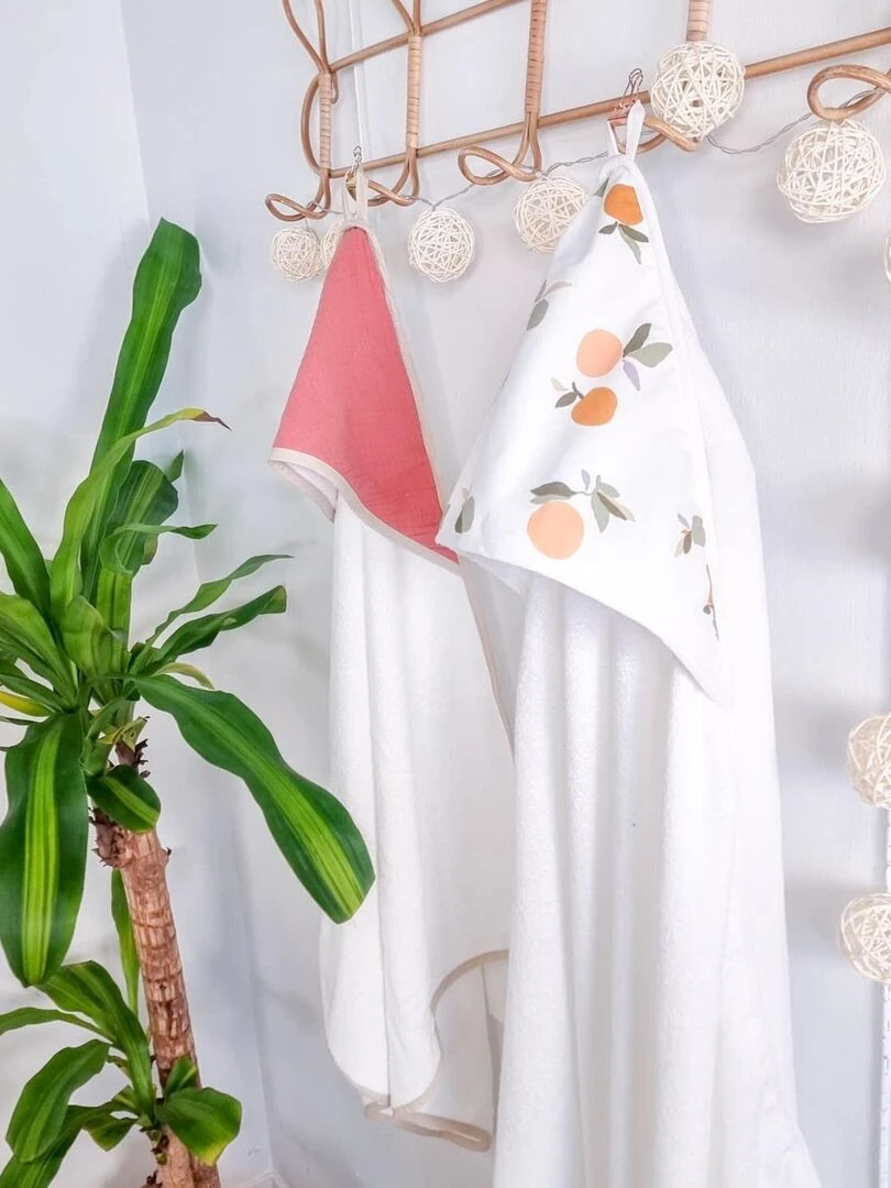 Ma première cape de bain en coton et bambou  Clem   Blanc
